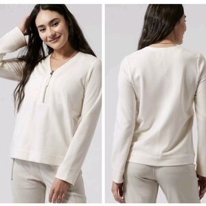 Athleta Off-White Eastbound Half Zip Sweatshirt Top Sz M